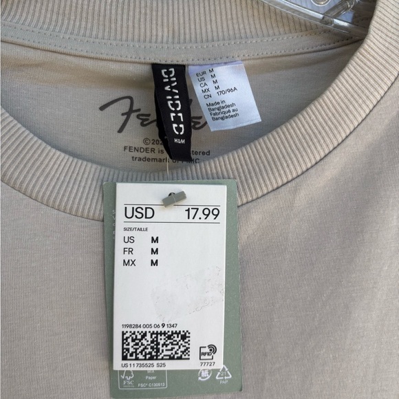 Fender Light Gray Short Sleeve Graphic Tee Size Medium - Picture 6 of 8